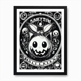 Sakkin Halloween Pokemon Black And White Pokedex Art Print