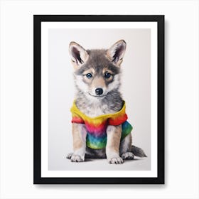 Baby Animal Wearing Sweater Wolf 3 Art Print