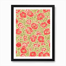 Poppy Floral Print Warm Tones 2 Flower Art Print