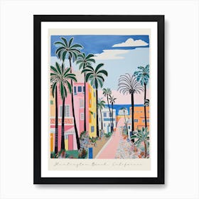 Poster Of Huntington Beach, California, Matisse And Rousseau Style 1 Art Print