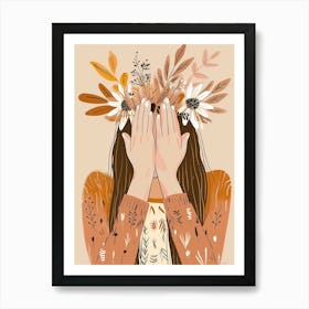 Girl With Flower Crown Art Print