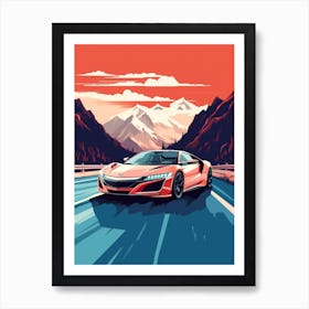 A Acura Nsx Car In Icefields Parkway Flat Illustration 1 Art Print