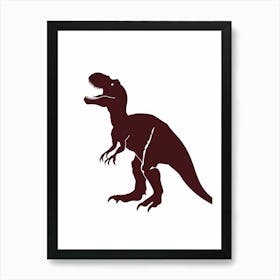 Maroon Dinosaur Silhouette 4 Art Print