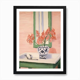 Bathroom Vanity Painting With A Amaryllis Bouquet 1 Art Print