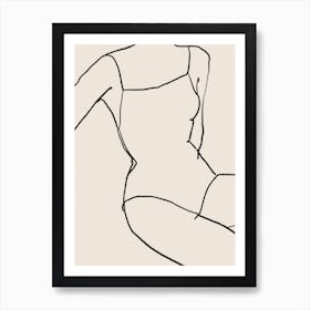 Female Figure On Beige 2 Line Art Print