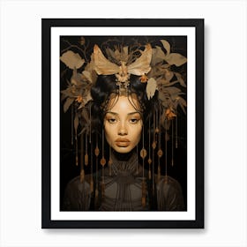 Lady With Moth Art Print