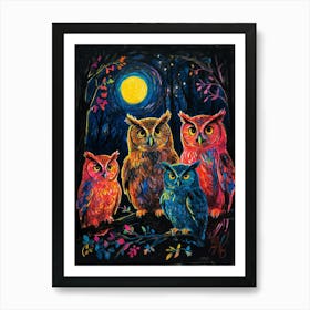 Owls At Night 4 Art Print