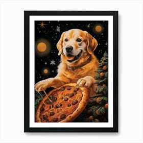 Golden Retriever Pizza Art Print