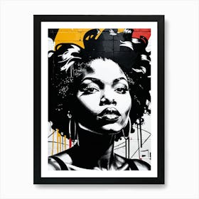 Vintage Graffiti Mural Of Beautiful Black Woman 82 Art Print