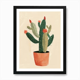 Christmas Cactus Plant Minimalist Illustration 9 Art Print