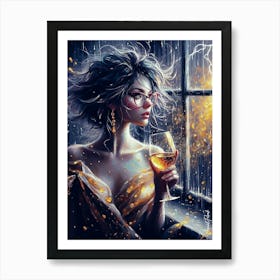 Stormy Night With A Glass Of Wine 3 Art Print