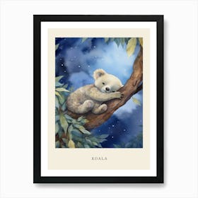 Baby Koala 2 Sleeping In The Clouds Nursery Poster Art Print