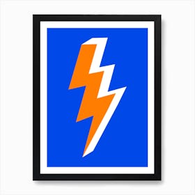 Triple Lightning Bolt Orange and Blue Art Print