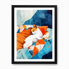 Dog Sleeping In Bed animal Dog's life 1 Art Print