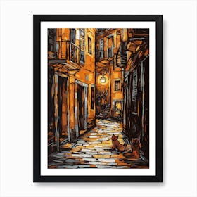 Painting Of Venice With A Cat Drawing 3 Art Print