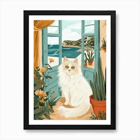 Persian Cat Storybook Illustration 1 Art Print