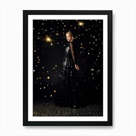 A Cosmic Scene Capturing The Night Sky Aglow With Glittering Stars And A Dusting Of Sparkling Galaxi (1) Art Print