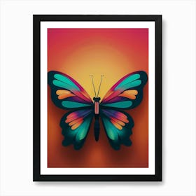 Butterfly On Sunset Background Art Print