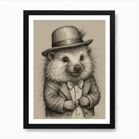 Hedgehog In A Hat 1 Art Print