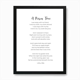 A Poison Tree Poem By William Blake Wall Art Print