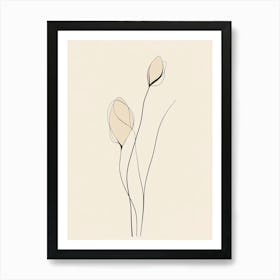 Flowers On A Beige Background 1 Art Print