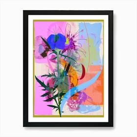 Nigella 5 Neon Flower Collage Art Print