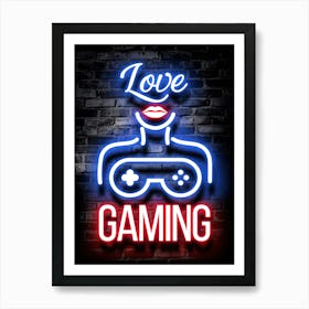 Love Gaming Neon Sign Art Print