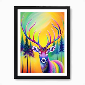 Colorful Deer In Forest Art Print