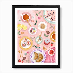 Tea And Pastry Coffee Brunch Art Print Kitchen Wall Art Art Print