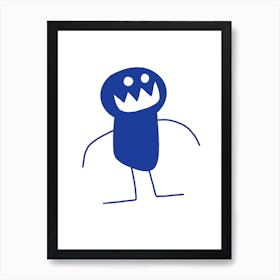 Kids Art Blue Mascot Monster Art Print