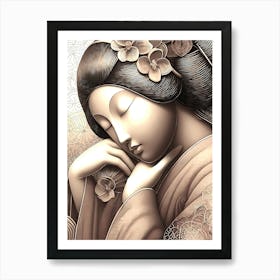 Japan Traditional Geisha Illustration By Ad 33 Art Print