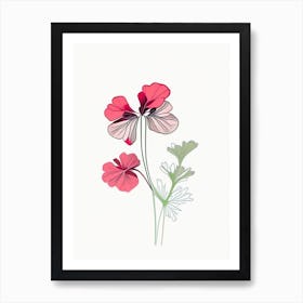 Geranium Floral Minimal Line Drawing 3 Flower Art Print