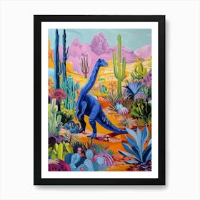 Colourful Dinosaur With Cactus & Succulent Painting 2 Art Print