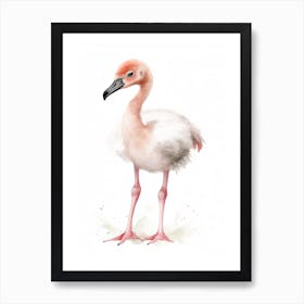 Baby Pink Flamingo Watercolour Nursery 3 Art Print