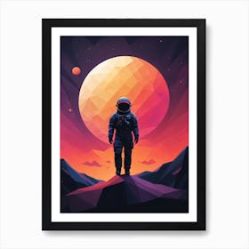 Low Poly Astronaut Minimalist Sunset (17) Art Print