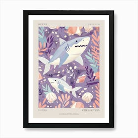 Purple Cookiecutter Shark Illustration 1 Poster Art Print