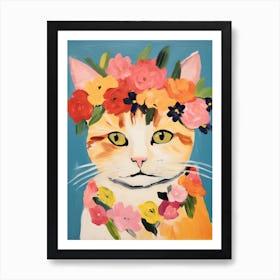 Munchkin Cat With A Flower Crown Painting Matisse Style 1 Art Print