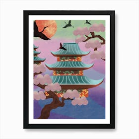 Japan House,sakura,blossoms,japandi Art Print