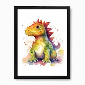 Amargasaurus Cute Dinosaur Watercolour 2 Art Print