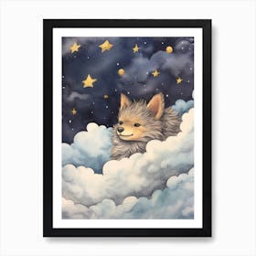 Baby Gray Wolf 1 Sleeping In The Clouds Art Print