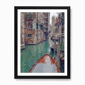 Boat In Venice Canals Oil Painting Landscape Art Print