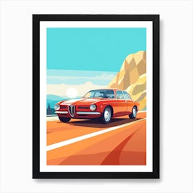 A Alfa Romeo Giulia In Causeway Coastal Route Illustration 1 Art Print