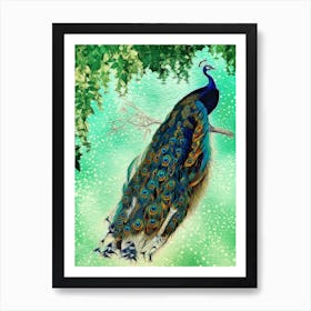 Vintage Peacock Plumage bird Art Print