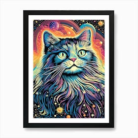 Galactic Pawthority, Psychedelic Cats series Art Print