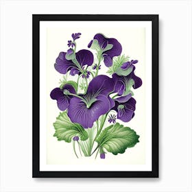 Violets Floral 2 Botanical Vintage Poster Flower Art Print