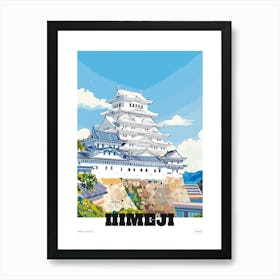 Himeji Castle Japan 3 Colourful Illustration Poster Art Print