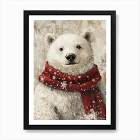 Cute Christmas White Bear Art Print