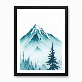 Mountain And Forest In Minimalist Watercolor Vertical Composition 307 Art Print