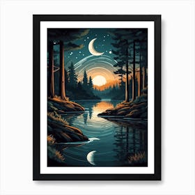 Forest At Night Art Print