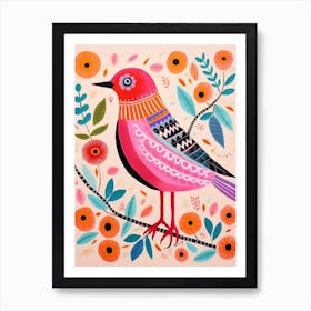 Pink Scandi Dipper 1 Art Print